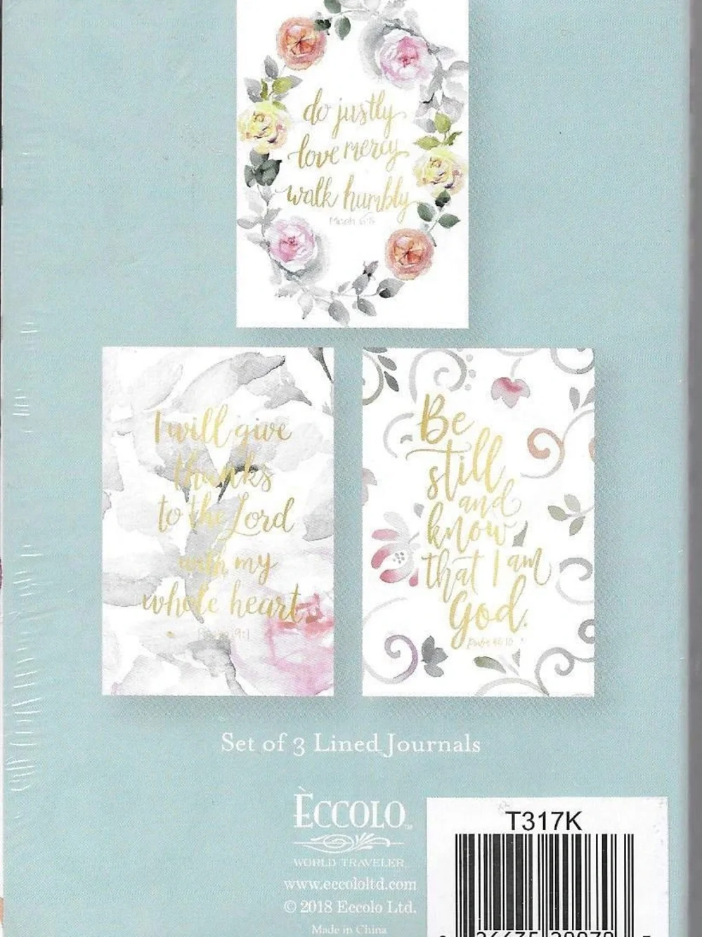 Eccolo Floral Scripture Journal Set - Pink, Yellow, Gray